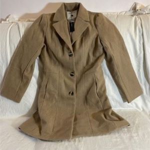 Allegra K - Lady's Camel Color Wool Like Fabric Dressy Car Coat - Small
